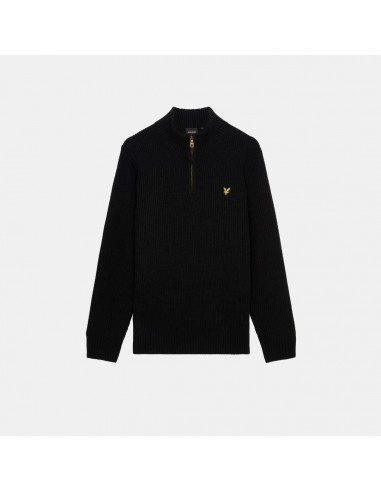 Lyle & Scott Ribbed Quarter Zip Jumper Jet Black Comparez plus de prix